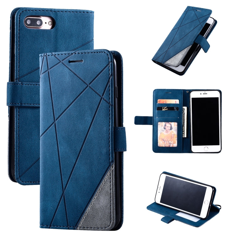 For iPhone 7 Plus Skin Feel Splicing Horizontal Flip Leather Case with Holder & Card Slots & Wallet & Photo Frame