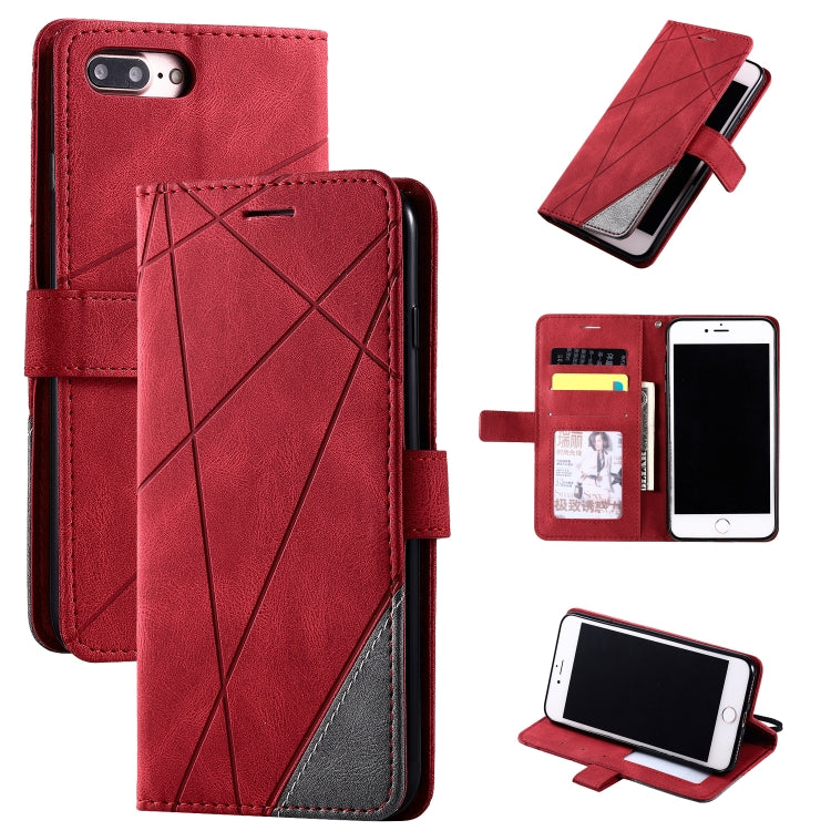 For iPhone 7 Plus Skin Feel Splicing Horizontal Flip Leather Case with Holder & Card Slots & Wallet & Photo Frame