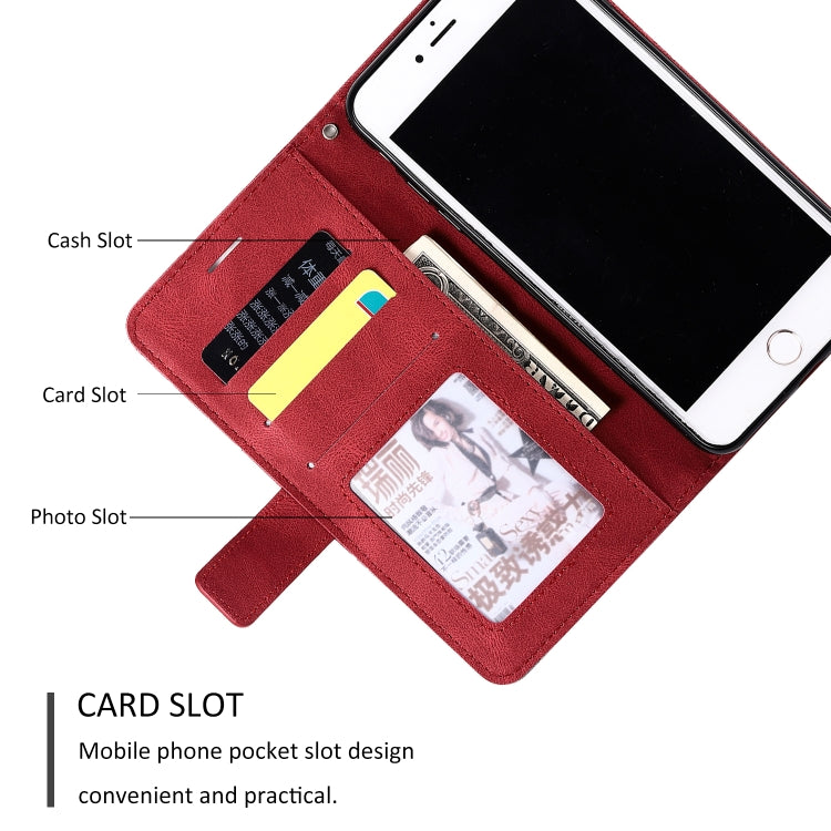 For iPhone 7 Plus Skin Feel Splicing Horizontal Flip Leather Case with Holder & Card Slots & Wallet & Photo Frame