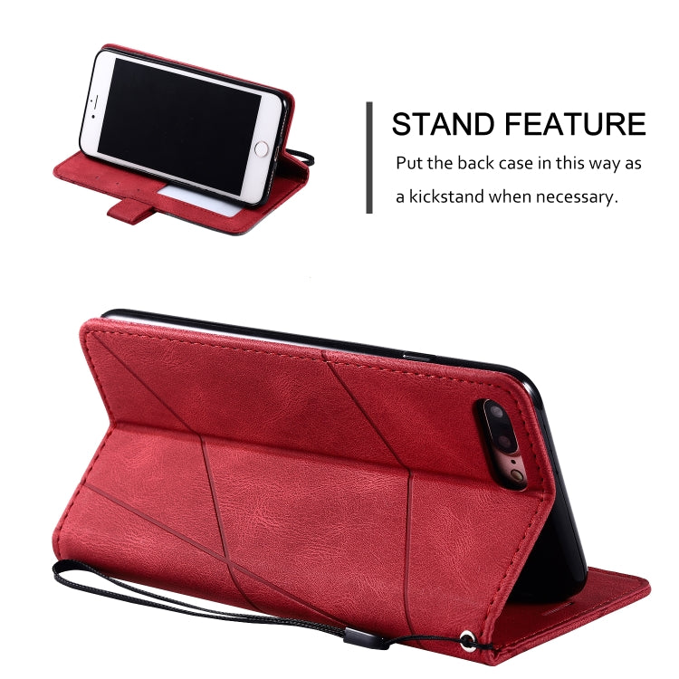 For iPhone 7 Plus Skin Feel Splicing Horizontal Flip Leather Case with Holder & Card Slots & Wallet & Photo Frame