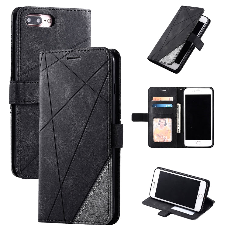 For iPhone 7 Plus Skin Feel Splicing Horizontal Flip Leather Case with Holder & Card Slots & Wallet & Photo Frame