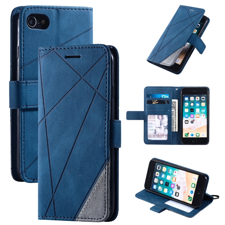 For iPhone SE 2022 / SE 2020 / 8 / 7 Skin Feel Splicing Horizontal Flip Leather Case with Holder & Card Slots & Wallet & Photo Frame