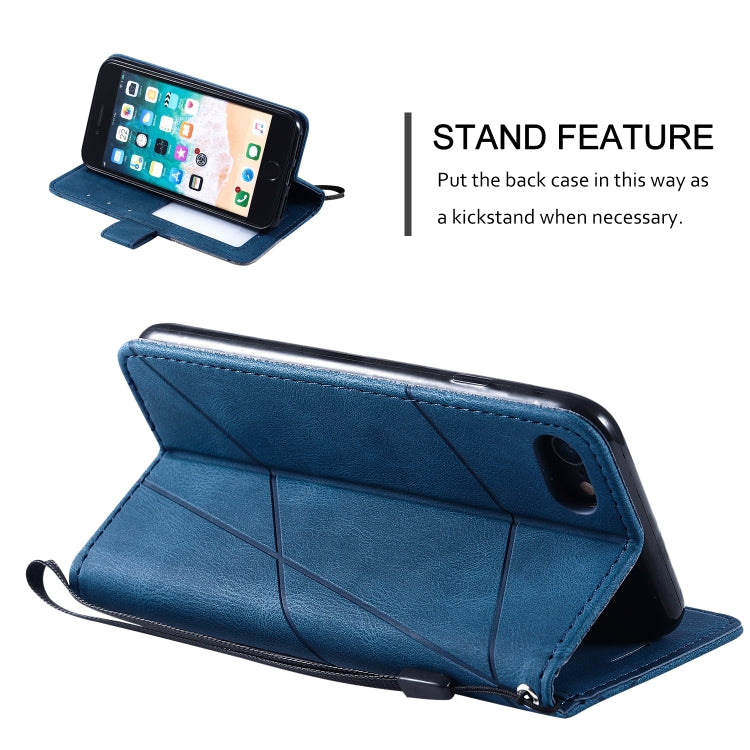 For iPhone SE 2022 / SE 2020 / 8 / 7 Skin Feel Splicing Horizontal Flip Leather Case with Holder & Card Slots & Wallet & Photo Frame