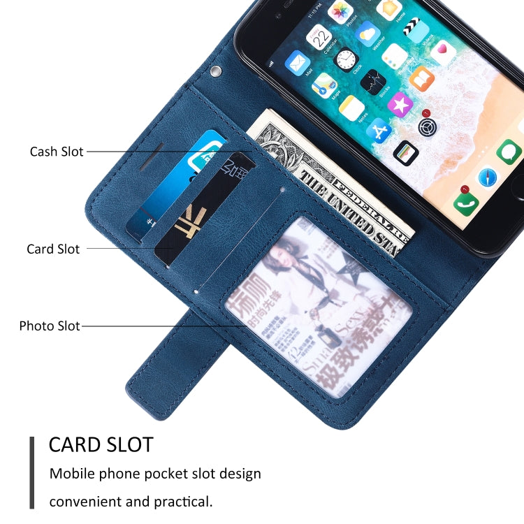 For iPhone SE 2022 / SE 2020 / 8 / 7 Skin Feel Splicing Horizontal Flip Leather Case with Holder & Card Slots & Wallet & Photo Frame