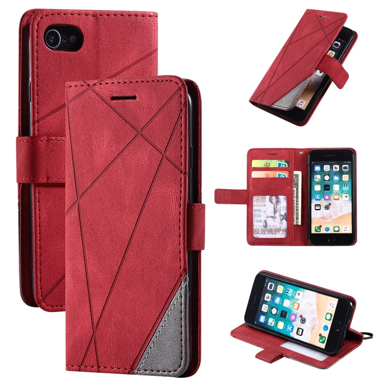 For iPhone SE 2022 / SE 2020 / 8 / 7 Skin Feel Splicing Horizontal Flip Leather Case with Holder & Card Slots & Wallet & Photo Frame