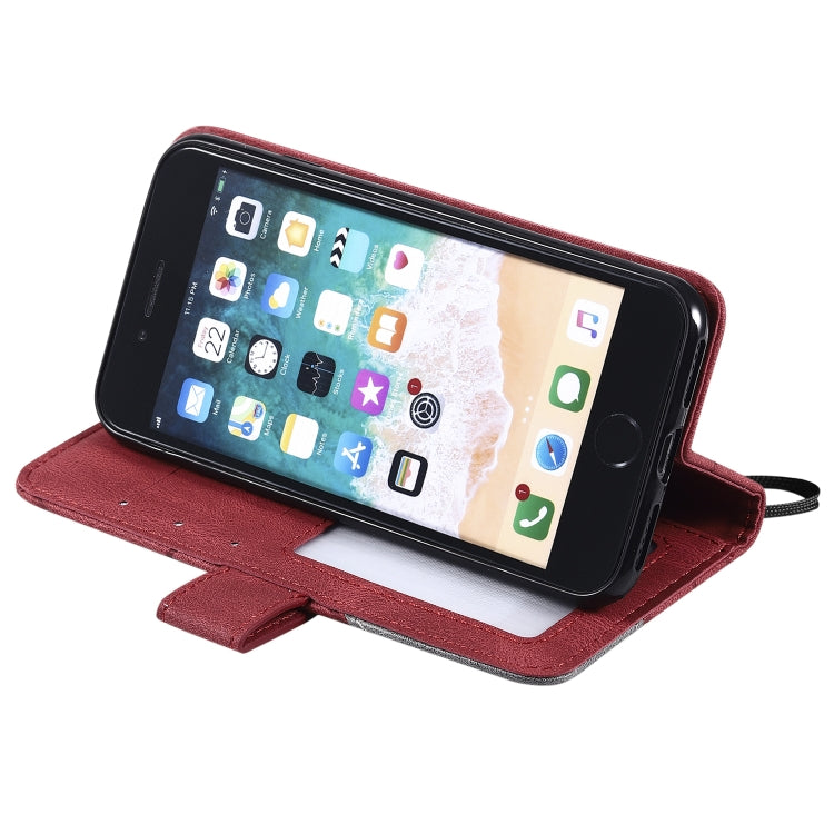 For iPhone SE 2022 / SE 2020 / 8 / 7 Skin Feel Splicing Horizontal Flip Leather Case with Holder & Card Slots & Wallet & Photo Frame