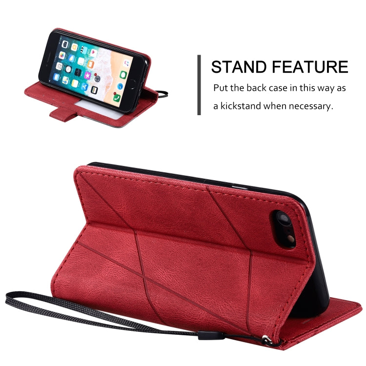 For iPhone SE 2022 / SE 2020 / 8 / 7 Skin Feel Splicing Horizontal Flip Leather Case with Holder & Card Slots & Wallet & Photo Frame
