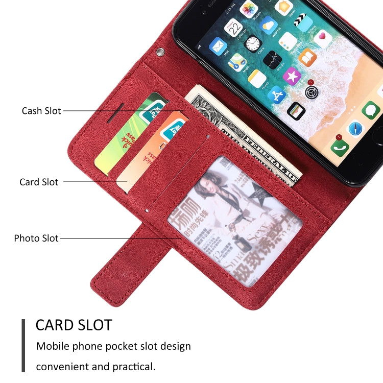 For iPhone SE 2022 / SE 2020 / 8 / 7 Skin Feel Splicing Horizontal Flip Leather Case with Holder & Card Slots & Wallet & Photo Frame