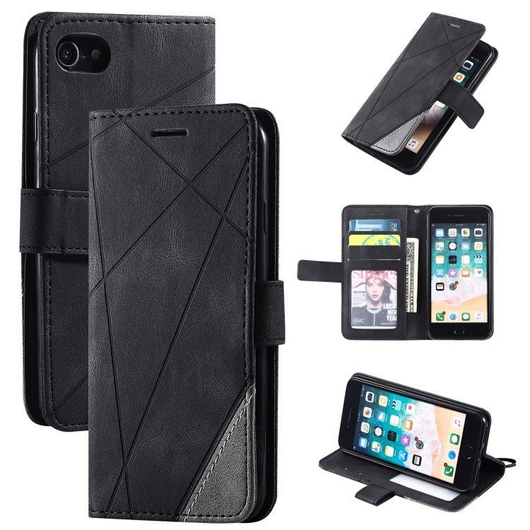 For iPhone SE 2022 / SE 2020 / 8 / 7 Skin Feel Splicing Horizontal Flip Leather Case with Holder & Card Slots & Wallet & Photo Frame