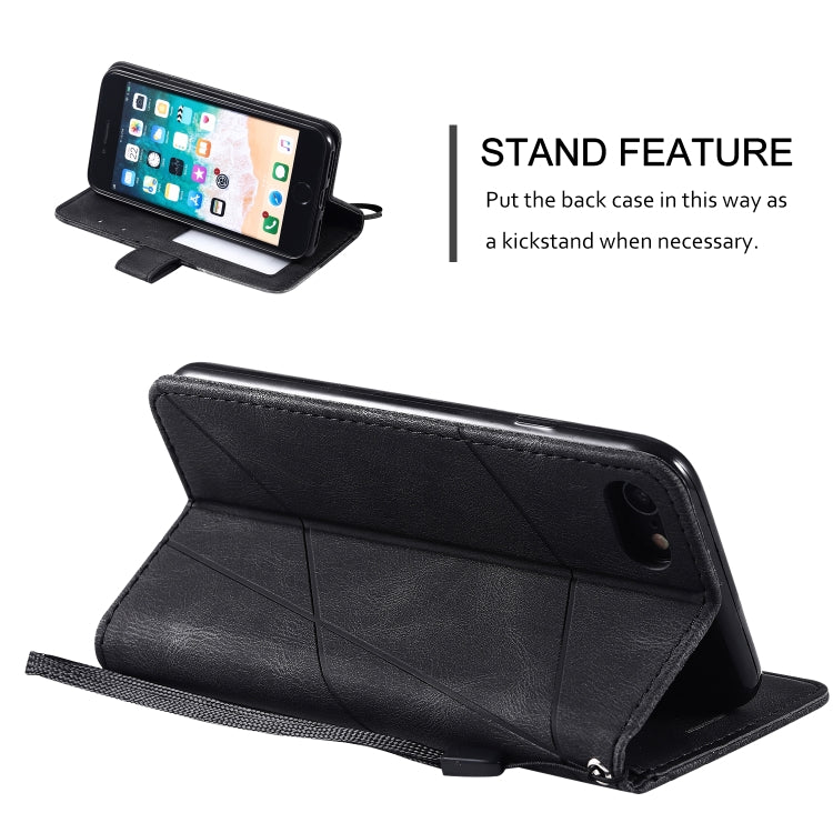 For iPhone SE 2022 / SE 2020 / 8 / 7 Skin Feel Splicing Horizontal Flip Leather Case with Holder & Card Slots & Wallet & Photo Frame