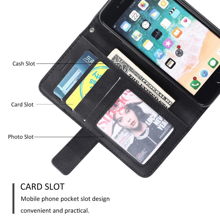 For iPhone SE 2022 / SE 2020 / 8 / 7 Skin Feel Splicing Horizontal Flip Leather Case with Holder & Card Slots & Wallet & Photo Frame