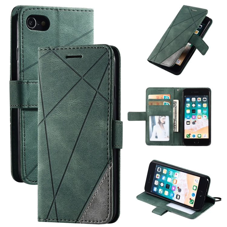 For iPhone SE 2022 / SE 2020 / 8 / 7 Skin Feel Splicing Horizontal Flip Leather Case with Holder & Card Slots & Wallet & Photo Frame