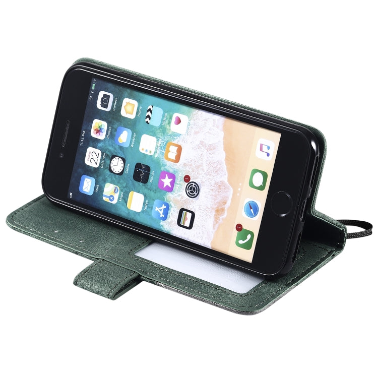 For iPhone SE 2022 / SE 2020 / 8 / 7 Skin Feel Splicing Horizontal Flip Leather Case with Holder & Card Slots & Wallet & Photo Frame