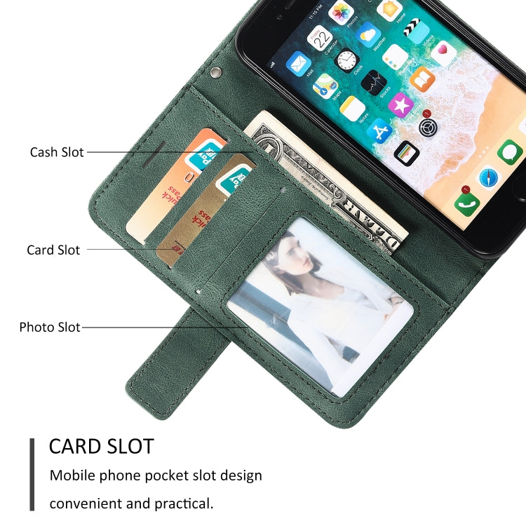 For iPhone SE 2022 / SE 2020 / 8 / 7 Skin Feel Splicing Horizontal Flip Leather Case with Holder & Card Slots & Wallet & Photo Frame