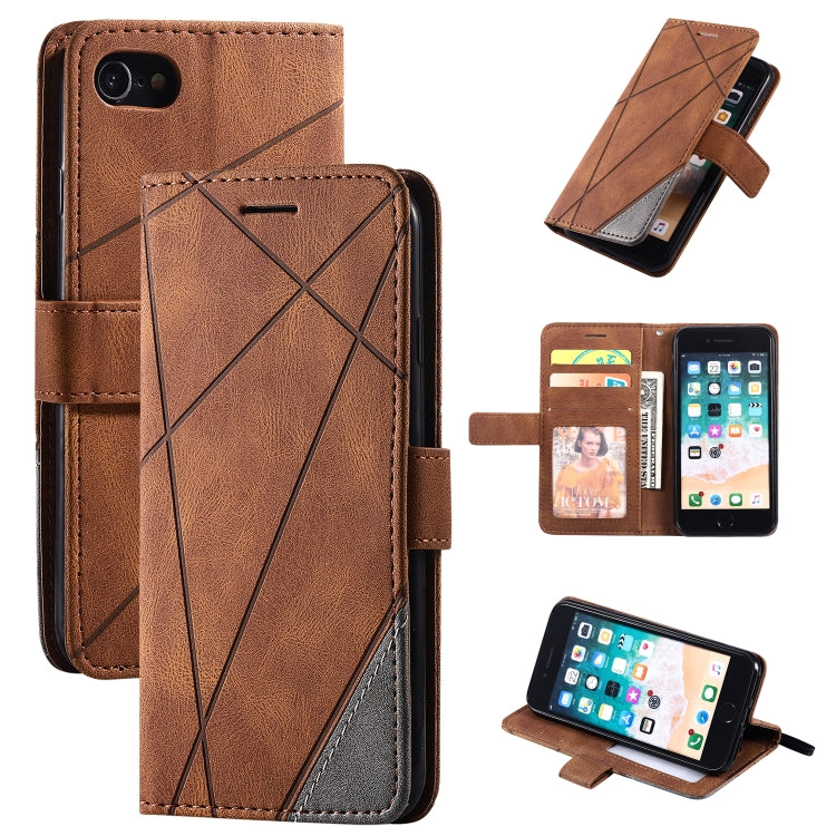 For iPhone SE 2022 / SE 2020 / 8 / 7 Skin Feel Splicing Horizontal Flip Leather Case with Holder & Card Slots & Wallet & Photo Frame