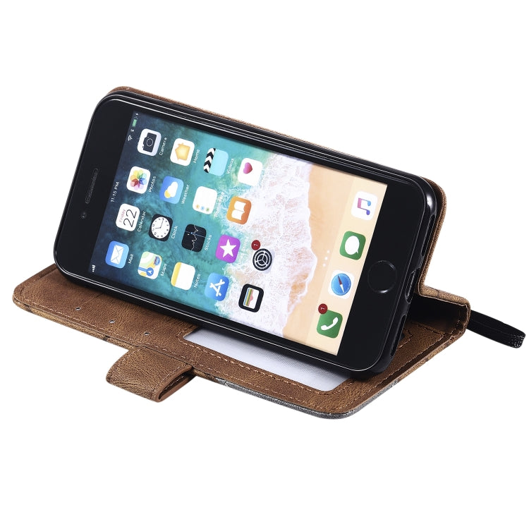 For iPhone SE 2022 / SE 2020 / 8 / 7 Skin Feel Splicing Horizontal Flip Leather Case with Holder & Card Slots & Wallet & Photo Frame