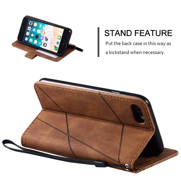 For iPhone SE 2022 / SE 2020 / 8 / 7 Skin Feel Splicing Horizontal Flip Leather Case with Holder & Card Slots & Wallet & Photo Frame