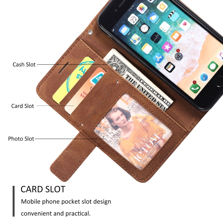 For iPhone SE 2022 / SE 2020 / 8 / 7 Skin Feel Splicing Horizontal Flip Leather Case with Holder & Card Slots & Wallet & Photo Frame