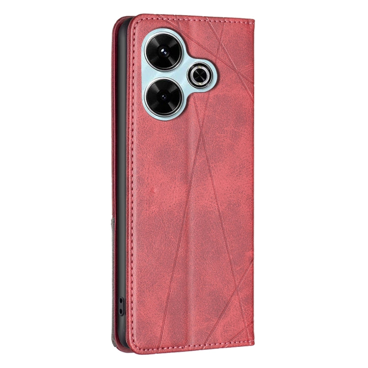 For Xiaomi Poco M6 4G / Redmi 13 4G Rhombus Texture Magnetic Leather Phone Case