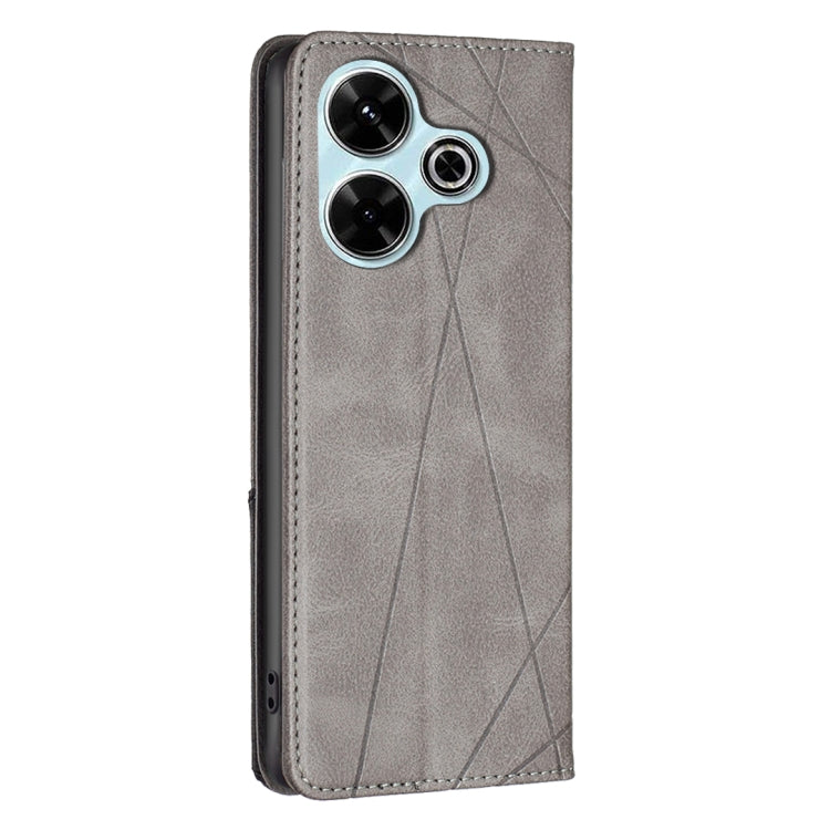 For Xiaomi Poco M6 4G / Redmi 13 4G Rhombus Texture Magnetic Leather Phone Case