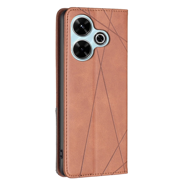 For Xiaomi Poco M6 4G / Redmi 13 4G Rhombus Texture Magnetic Leather Phone Case