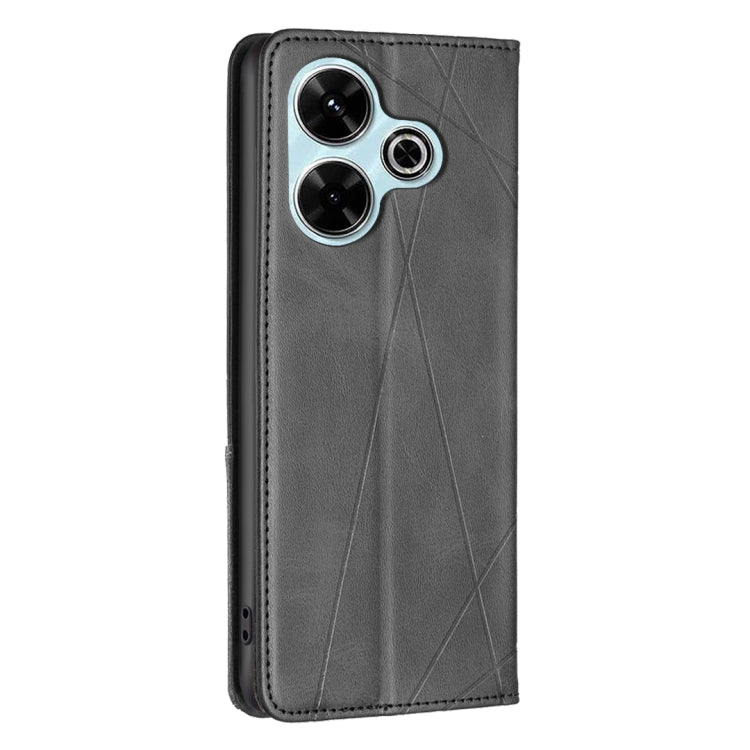 For Xiaomi Poco M6 4G / Redmi 13 4G Rhombus Texture Magnetic Leather Phone Case