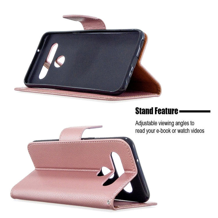 For LG K61 Litchi Texture Pure Color Horizontal Flip Leather Case with Holder & Card Slots & Wallet & Lanyard