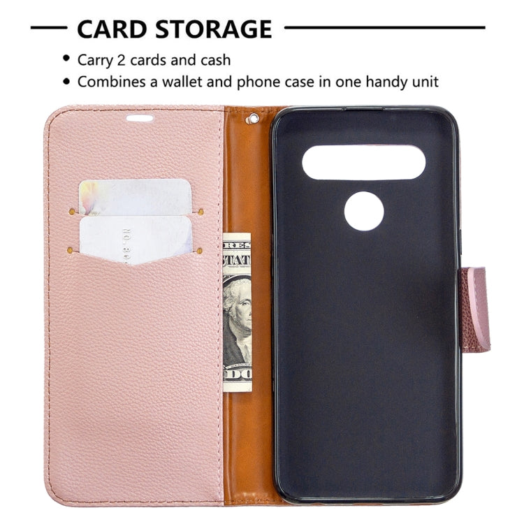 For LG K61 Litchi Texture Pure Color Horizontal Flip Leather Case with Holder & Card Slots & Wallet & Lanyard