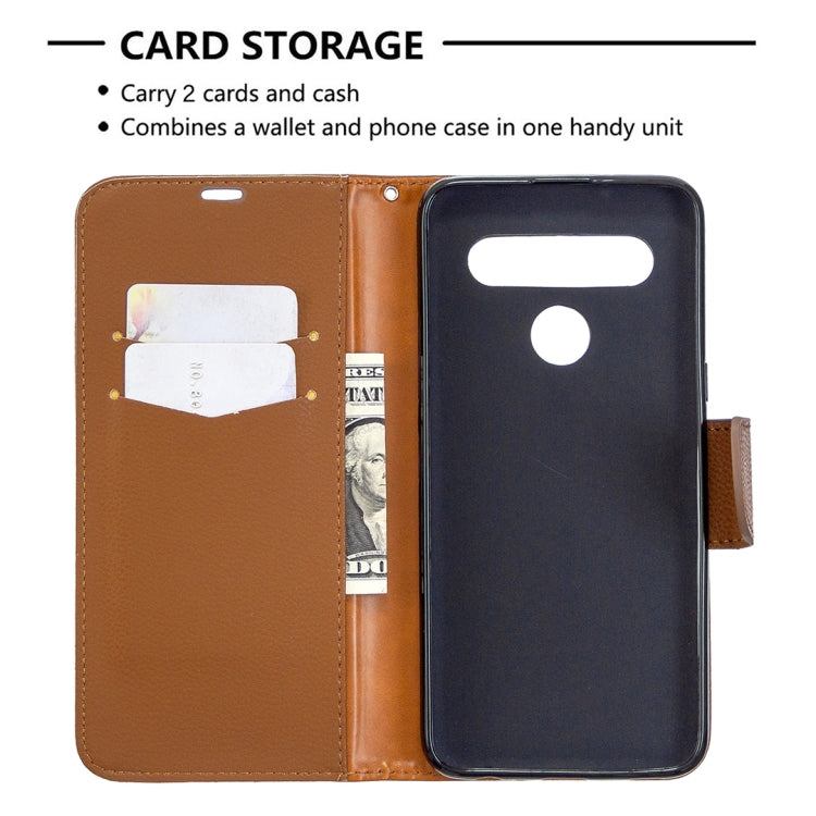 For LG K61 Litchi Texture Pure Color Horizontal Flip Leather Case with Holder & Card Slots & Wallet & Lanyard