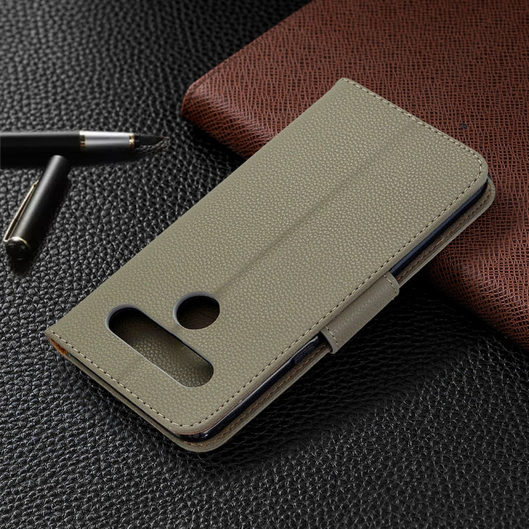 For LG K61 Litchi Texture Pure Color Horizontal Flip Leather Case with Holder & Card Slots & Wallet & Lanyard