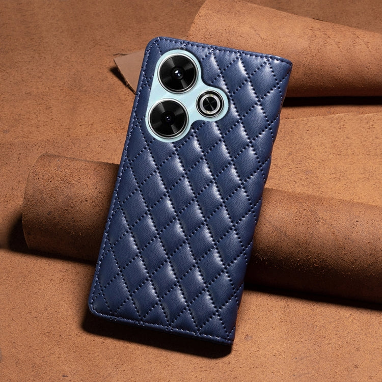 For Xiaomi Poco M6 4G / Redmi 13 4G Diamond Lattice Magnetic Leather Flip Phone Case