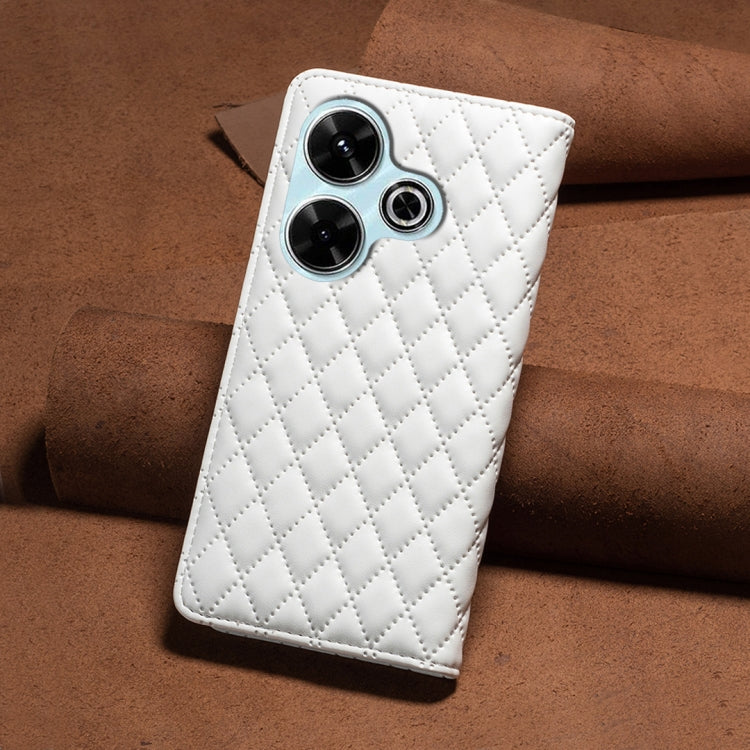 For Xiaomi Poco M6 4G / Redmi 13 4G Diamond Lattice Magnetic Leather Flip Phone Case
