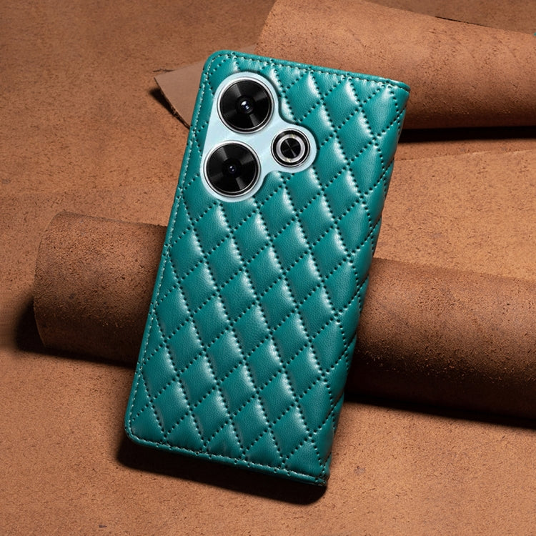 For Xiaomi Poco M6 4G / Redmi 13 4G Diamond Lattice Magnetic Leather Flip Phone Case