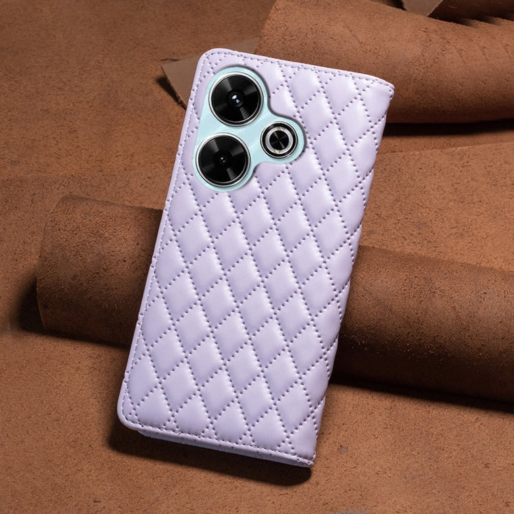 For Xiaomi Poco M6 4G / Redmi 13 4G Diamond Lattice Magnetic Leather Flip Phone Case