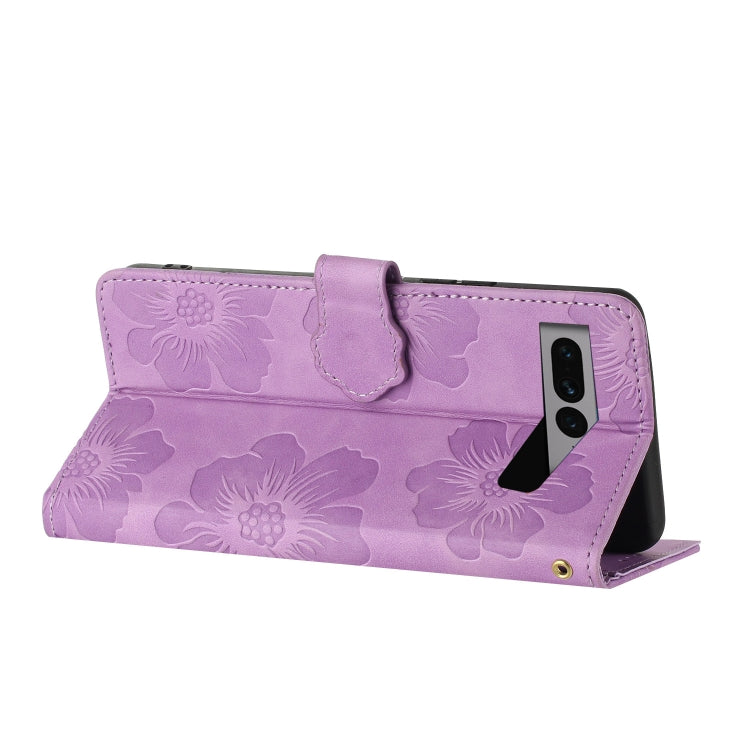 For Google Pixel 7 Pro Flower Embossing Pattern Leather Phone Case