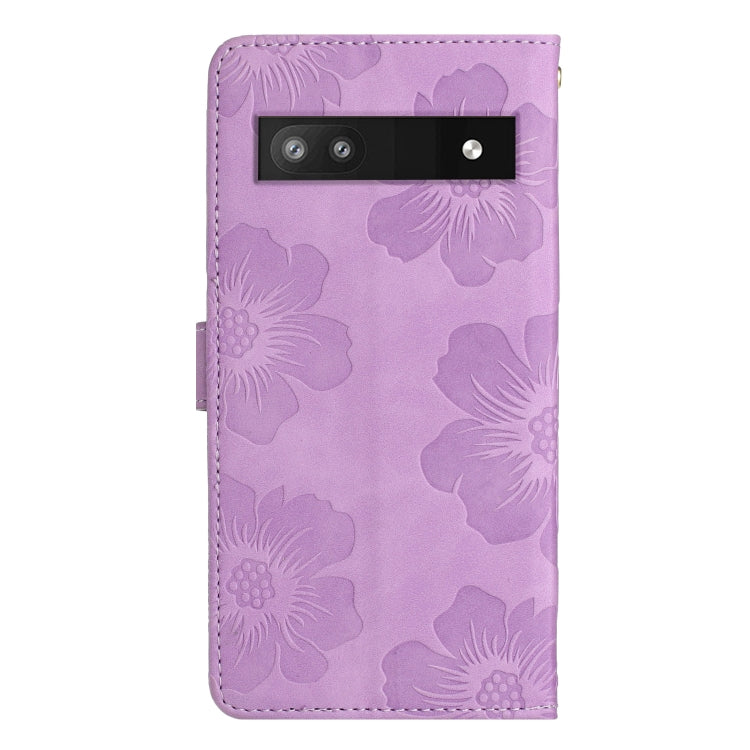 For Google Pixel 7a Flower Embossing Pattern Leather Phone Case
