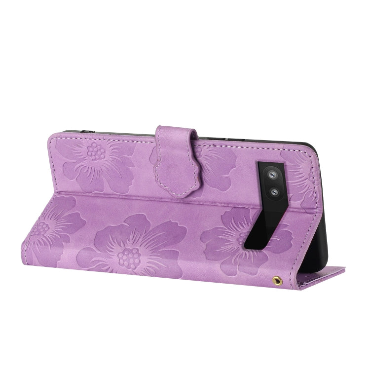 For Google Pixel 7a Flower Embossing Pattern Leather Phone Case
