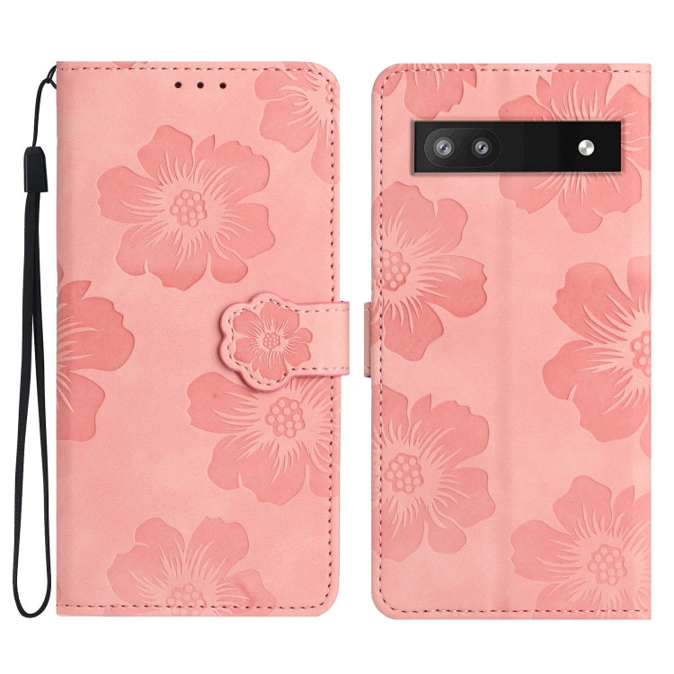 For Google Pixel 7a Flower Embossing Pattern Leather Phone Case