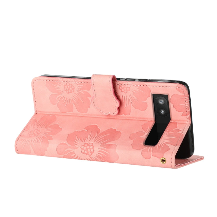 For Google Pixel 7a Flower Embossing Pattern Leather Phone Case