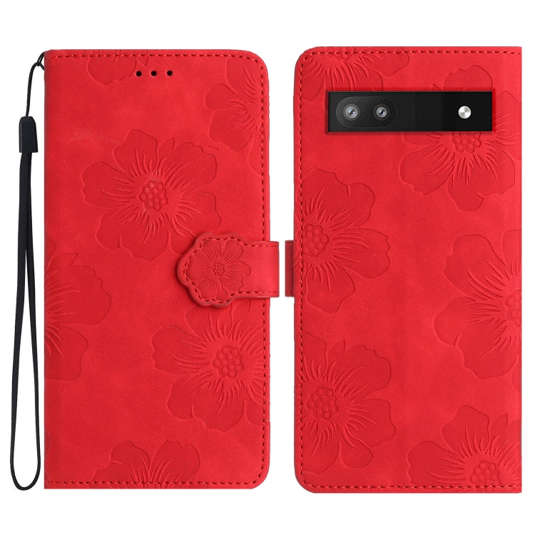 For Google Pixel 7a Flower Embossing Pattern Leather Phone Case