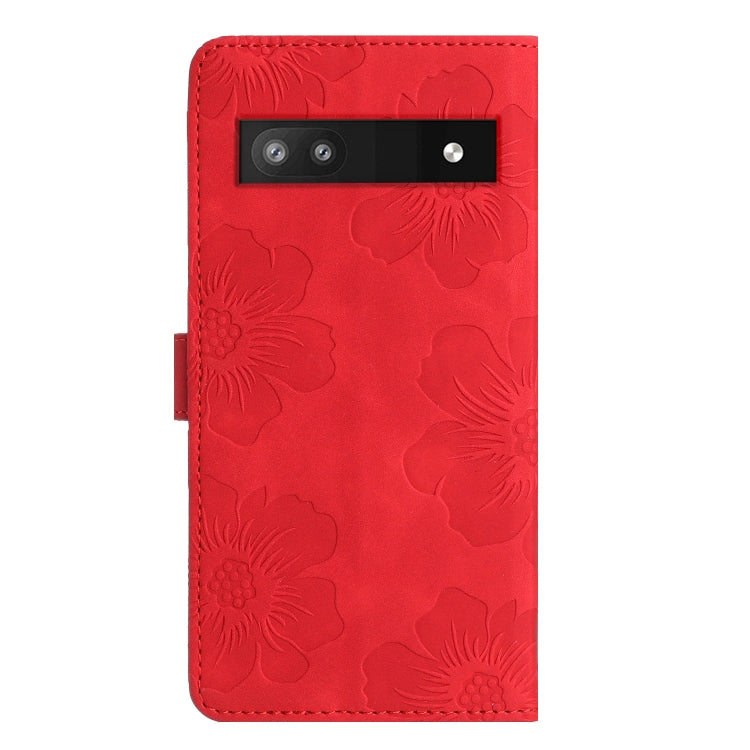 For Google Pixel 7a Flower Embossing Pattern Leather Phone Case