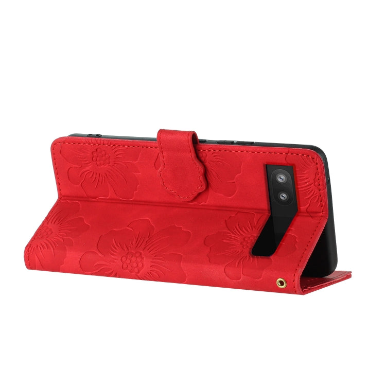 For Google Pixel 7a Flower Embossing Pattern Leather Phone Case
