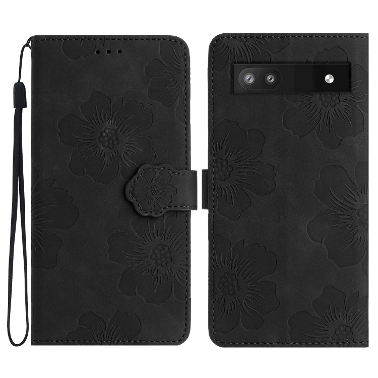 For Google Pixel 7a Flower Embossing Pattern Leather Phone Case