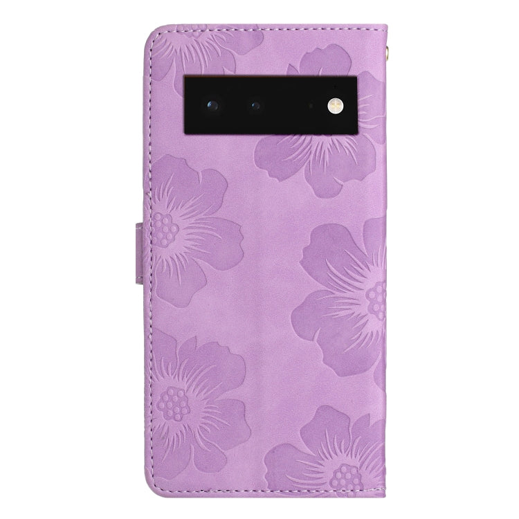 For Google Pixel 6 Flower Embossing Pattern Leather Phone Case