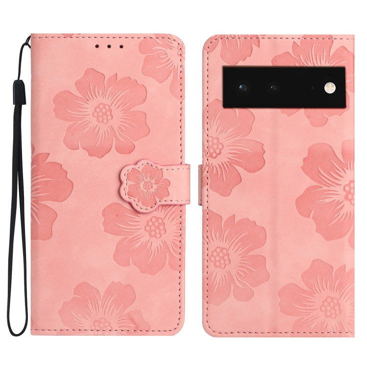 For Google Pixel 6 Flower Embossing Pattern Leather Phone Case