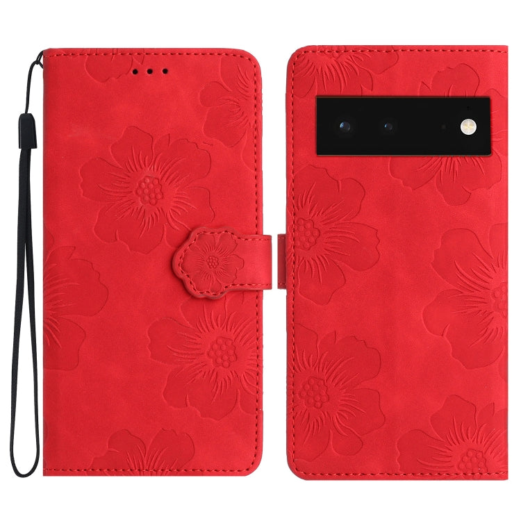For Google Pixel 6 Flower Embossing Pattern Leather Phone Case
