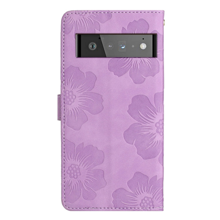 For Google Pixel 6 Pro Flower Embossing Pattern Leather Phone Case