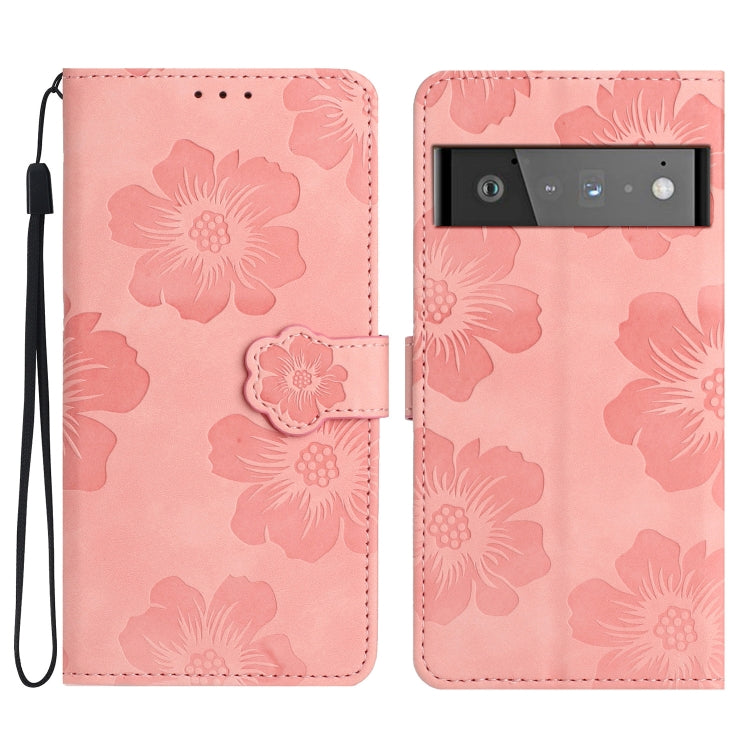 For Google Pixel 6 Pro Flower Embossing Pattern Leather Phone Case