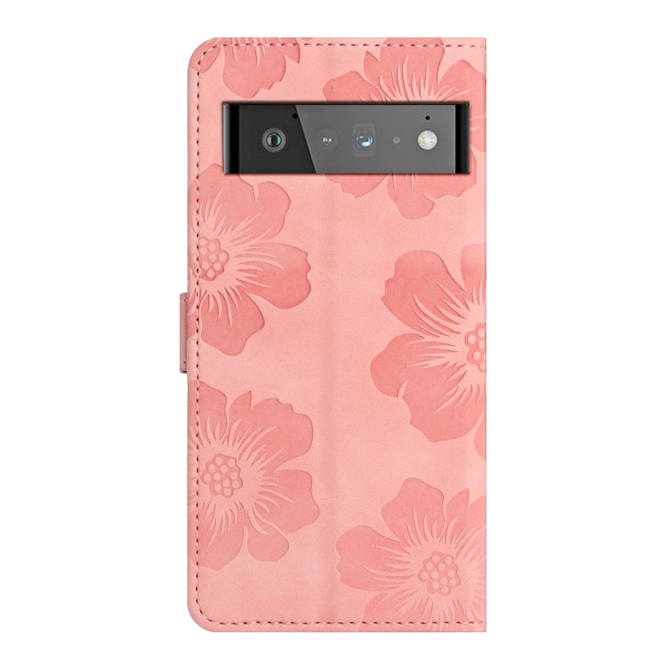 For Google Pixel 6 Pro Flower Embossing Pattern Leather Phone Case