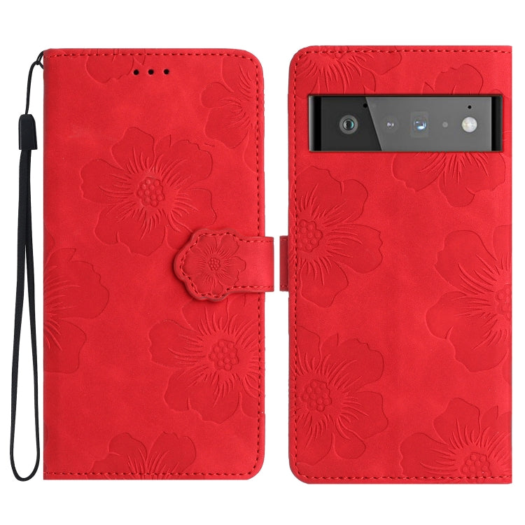 For Google Pixel 6 Pro Flower Embossing Pattern Leather Phone Case